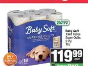 Baby Soft Toilet Tissue Super Quilts 2 Ply 18s
