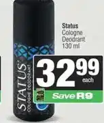 Spar Status Cologne Deodorant 130ml offer
