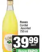 Spar Roses Cordial Assorted 750 ml offer