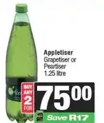 Spar Appletiser Grapetiser or Peartiser 1.25 litre - Buy 2 for offer