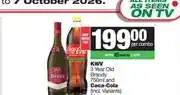 Spar KWV 3 Year Old Brandy 750ml and Coca-Cola 1L combo offer
