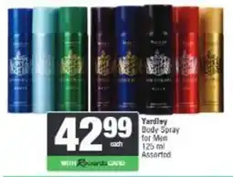Spar Yardley Body Spray for Men Assorted offer