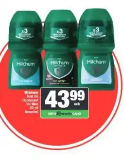 Spar Mitchum Roll On Deodorant for Men Assorted offer