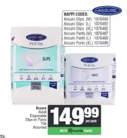 Spar Assure Adult Disposable Slips or Pants Assorted offer