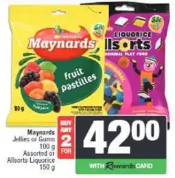 Spar Maynards Jellies or Gums Assorted or Allsorts Liquorice offer