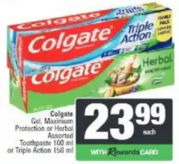 Spar Colgate Gel Maximum Protection or Herbal Assorted Toothpaste offer