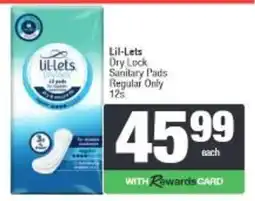 Spar Lil-Lets Dry Lock Sanitary Pads Regular Only offer