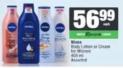 Spar Nivea Body Lotion or Cream Assorted offer