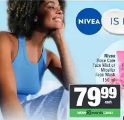Spar Nivea Rose Care Face Mist or Micellar Face Wash offer