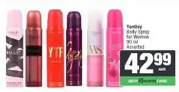 Spar Yardley Body Spray for Women Assorted offer