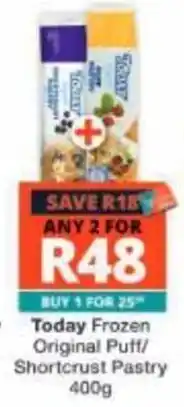 Checkers Today Frozen Original Puff/Shortcrust Pastry offer