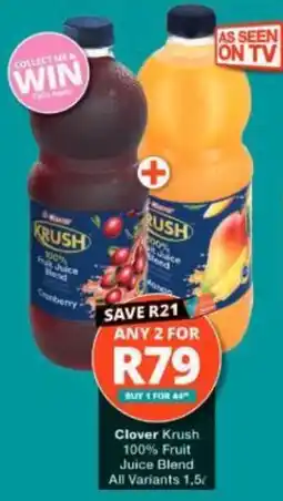 Checkers Clover Krush 100% Fruit Juice Blend offer