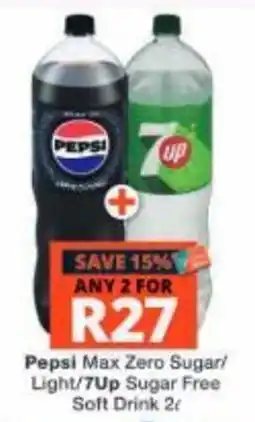 Checkers Pepsi Max Zero Sugar/ Light/7Up Sugar Free Soft Drink offer