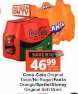 Checkers Coca-Cola Original Taste/No Sugar/Fanta Orange/Sprite/Stoney Original Soft Drink offer