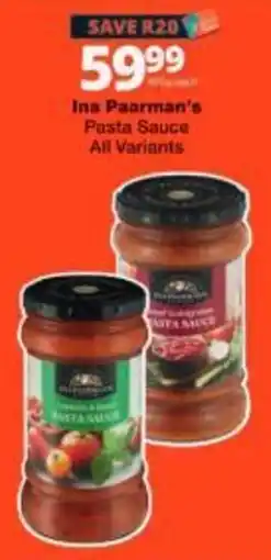 Checkers Ina Paarman's Pasta Sauce offer