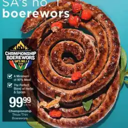 Checkers Championship Boerewors offer