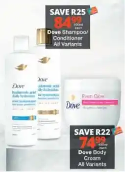 Checkers Dove Shampoo/Conditioner offer