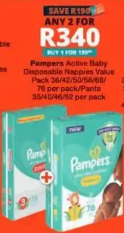 Checkers Pampers Active Baby Disposable Nappies Value offer