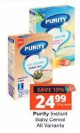 Checkers Purity Instant Baby Cereal offer