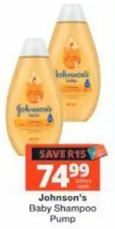 Checkers Johnson's Baby Shampoo Pump offer