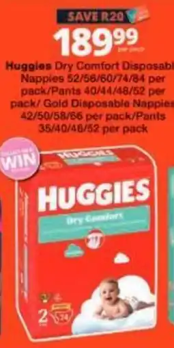 Checkers Huggies Dry Comfort Disposable Nappies offer