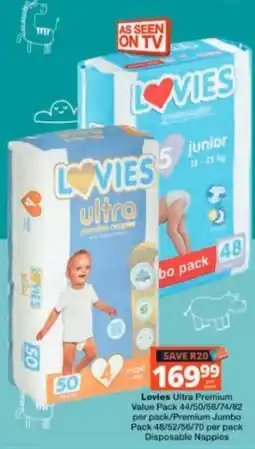 Checkers Lovies Ultra Premium Disposable Nappies offer