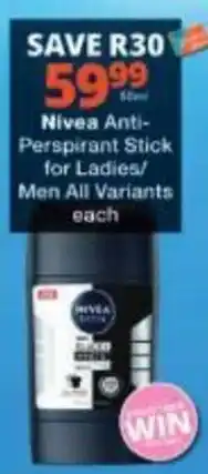 Checkers Nivea Anti-Perspirant Stick offer