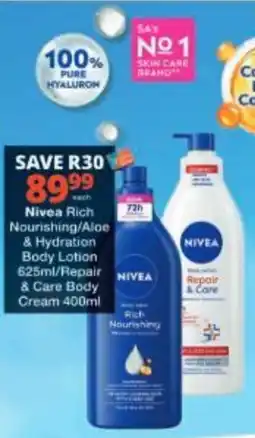Checkers Nivea Rich Nourishing/Aloe & Hydration Body Lotion offer