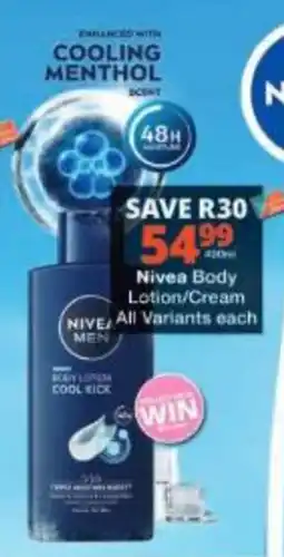 Checkers Nivea Body Lotion/Cream offer