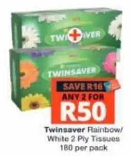 Checkers Twinsaver Rainbow/White 2 Ply Tissues offer