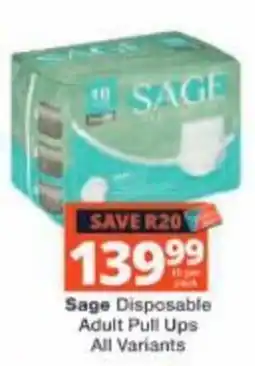 Checkers Sage Disposable Adult Pull Ups offer