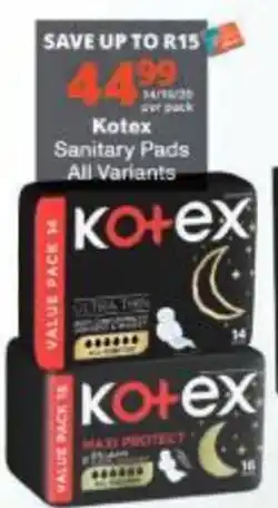 Checkers Kotex Sanitary Pads offer