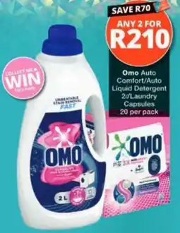 Checkers Omo Auto Comfort/Auto Liquid Detergent 2/Laundry Capsules offer