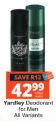 Checkers Yardley Deodorant for Men offer