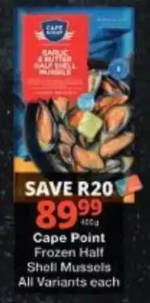 Checkers Cape Point Frozen Half Shell Mussels offer