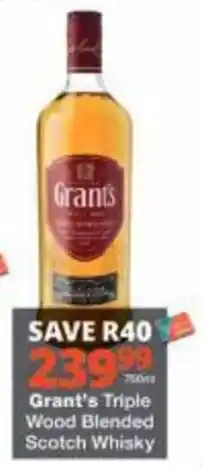 Checkers Grant's Triple Wood Blended Scotch Whisky offer