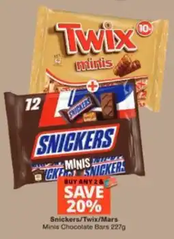 Checkers Snickers/Twix/Mars Minis Chocolate Bars offer