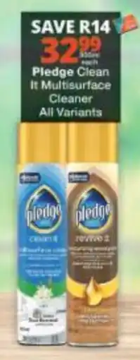 Checkers Pledge Clean It Multisurface Cleaner All Variants offer