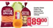 Spar Country Value Potato 3 kg, Butternut Half, Carrot 3 kg and Cabbage offer
