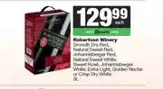 Spar Robertson Winery Smooth Dry Red, Natural Sweet Red, Johannisberger or Crisp Dry White 3L offer