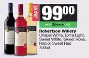 Spar Robertson Winery Chapel White, Extra Light, Sweet White, Sweet Rosé, Red or Sweet Red 750ml offer