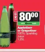 Spar Appletiser or Grapetiser 100% Sparkling Juice 1.25L - Buy 2 for offer