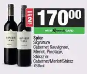 Spar Spier Signature Cabernet Sauvignon, Merlot, Pinotage, Shiraz or Cabernet/Merlot/Shiraz 750ml (Any 2) offer