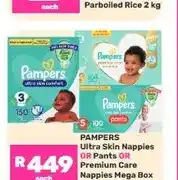 Game Pampers Ultra Skin Nappies or Pants or Premium Care Nappies Mega Box offer