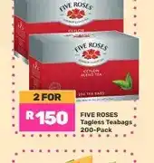 Game Five Roses Tagless Teabags 200-Pack - 2 for offer