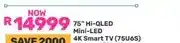 Game 75 Hi-QLED Mini-LED 4K Smart TV (75U6S) offer