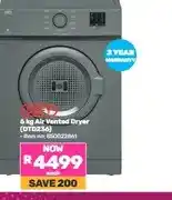 Game Defy 6 kg Air Vented Dryer (DTD236) offer