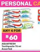 Game Aquafresh Toothpaste 75 ml Assorted (Any 4 For) offer