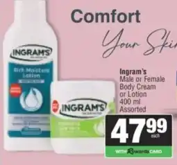Spar Ingram's Body Cream or Lotion Assorted offer