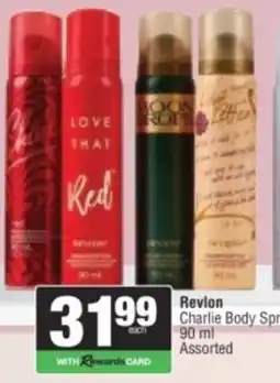 Spar Revlon Charlie Body Spray Assorted offer